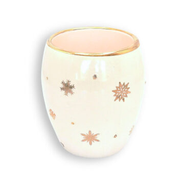Winter 22K Gold Snowflakes Stemless Wine Glass, 7 oz - White and Gold, Single