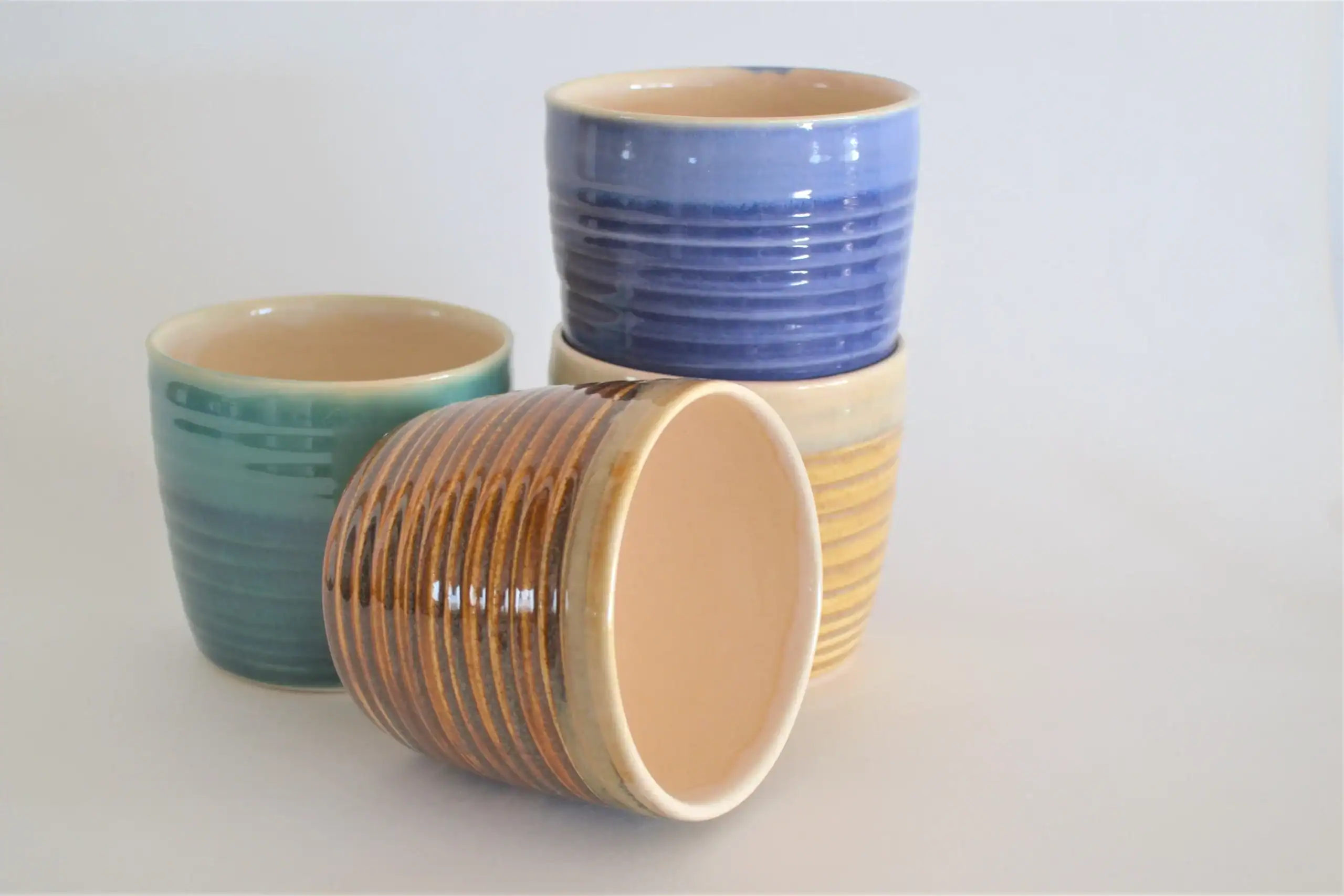 Colorful Ribbed Whisky Glass, 7 oz - Image 3