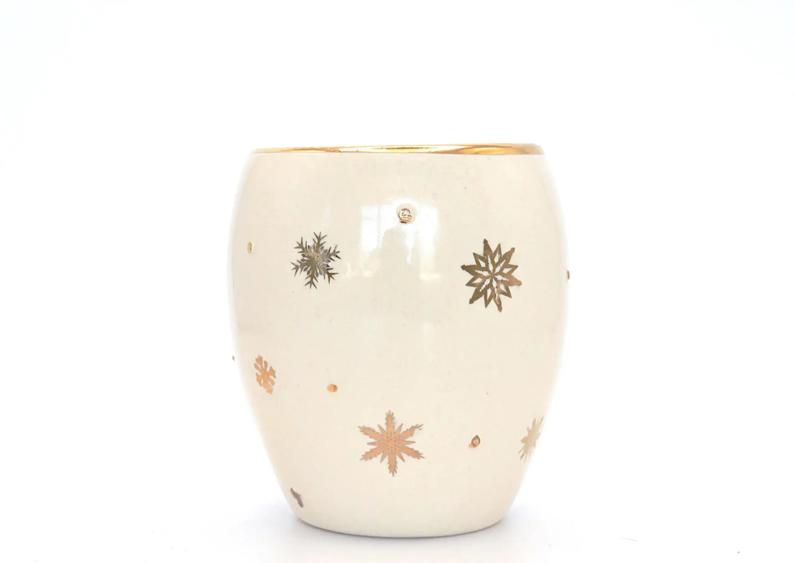 Winter 22K Gold Snowflakes Stemless Wine Glass, 7 oz - Image 6
