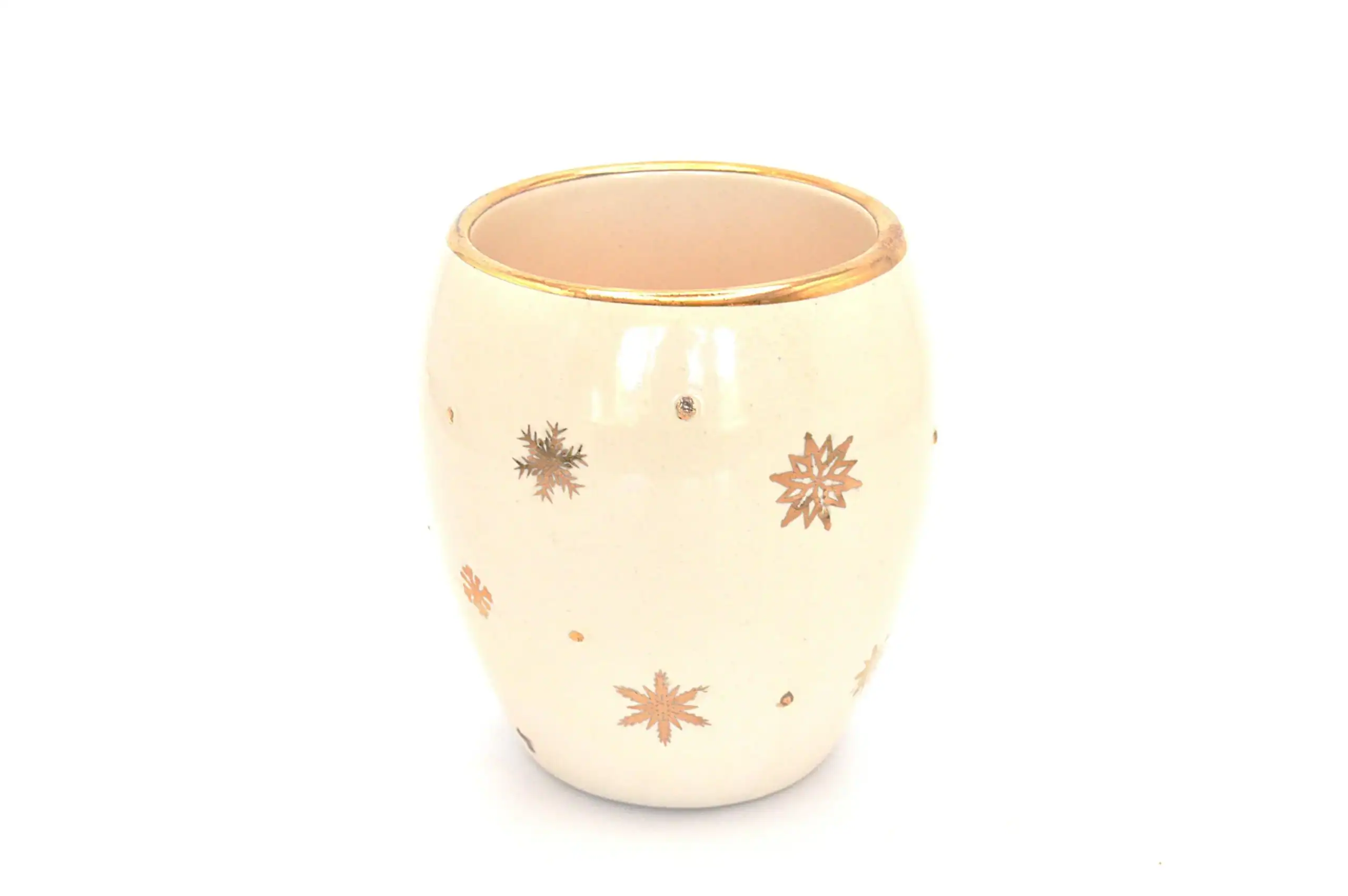 Winter 22K Gold Snowflakes Stemless Wine Glass, 7 oz - Image 4