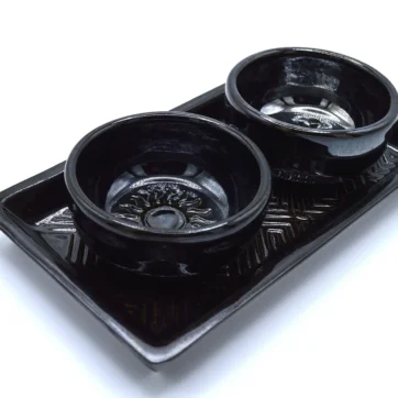 Set of 2 Mezcal Copitas with Serving Tray - Black
