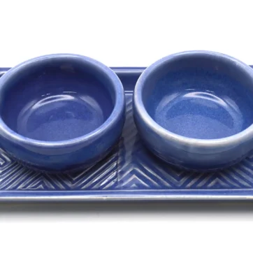 Set of 2 Mezcal Copitas with Serving Tray - Indigo Blue