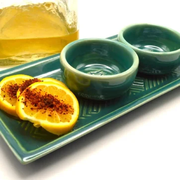 Set of 2 Mezcal Copitas with Serving Tray - Glassy Green