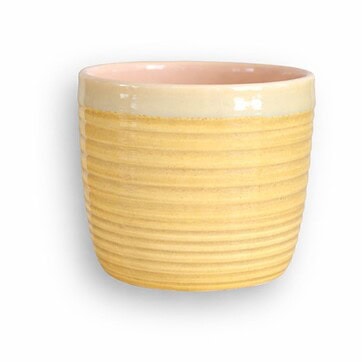 Colorful Ribbed Whisky Glass, 7 oz - Yellow, Single