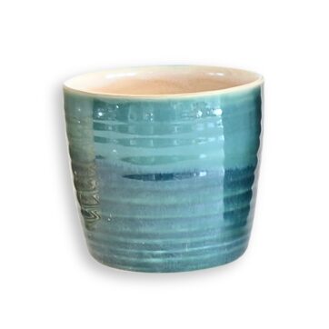 Colorful Ribbed Whisky Glass, 7 oz - Teal, Single