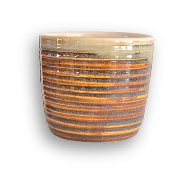 Colorful Ribbed Whisky Glass, 7 oz - Brown, Single