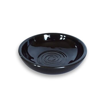 Small Stoneware Tapas Bowl, 5" Handcrafted Serving Dish - Black, Spiral
